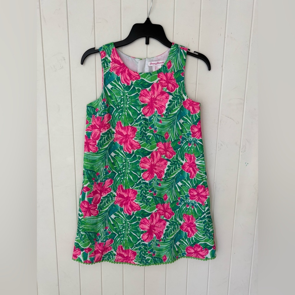 Tommy Bahama Pink and Green Tropical print dress size 8 NEW
